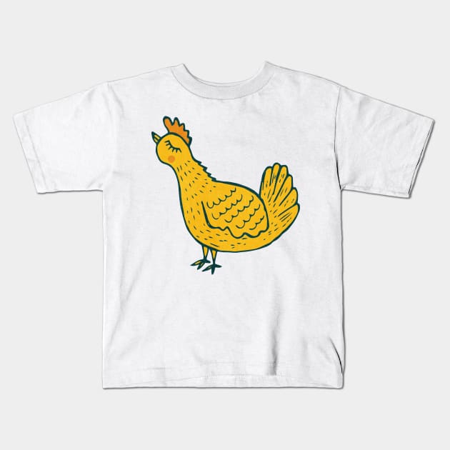 Yellow Hen Kids T-Shirt by Jacqueline Hurd